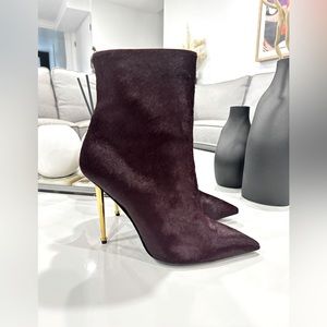 Tom Ford Pony Hair Burgundy Booties size 39